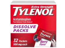 Tylenol Extra Strength Dissolve Packs with Acetaminophen, Berry, 32 ct FREE SHIP