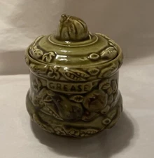 Vintage Tilso Ceramic Olive Avocado Green Grease Jar 4" Made In Japan MCM 