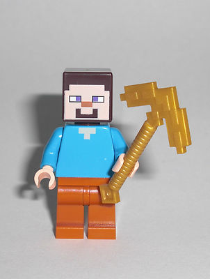 LEGO Minecraft - Steve mit goldener Spitzhacke - Figur Minifig Pickaxe Axt 21135