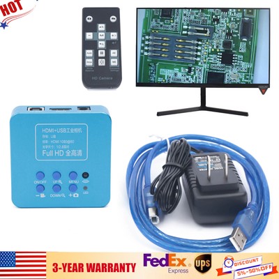 New HD 1080p HDMI Industrial Digital Video Microscope Camera C Mount USB Blue