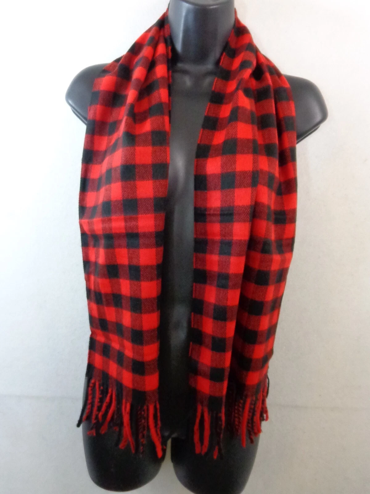 Foulard Christian Dior Cashmaire rouge noir carreaux bison neuf dans sa boîte