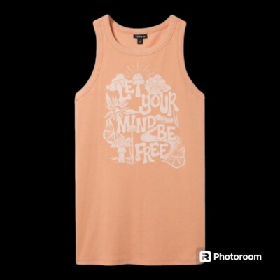 4X 26W Torrid Peach Be Free Fitted Cotton Rib Tank Modal Crew Neck Mushroom Hipp