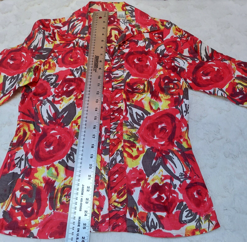 Richard Malcolm Womens Medium Multicolor Linen Pleated Front Blouse Shirt Casual - Picture 6 of 9