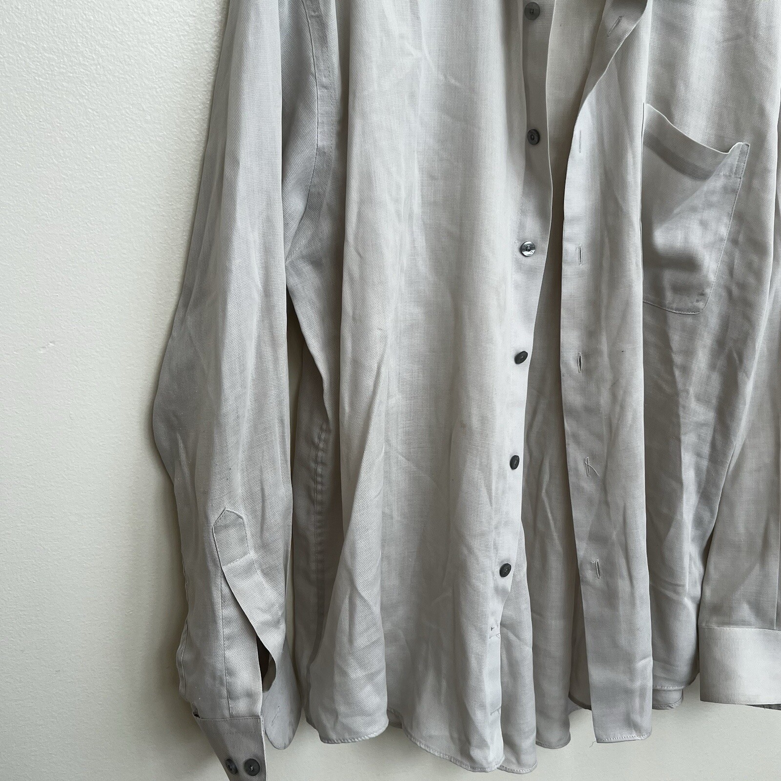 Camicia elegante YVES SAINT LAURENT YSL uomo marrone bianco L S con bottoni 17 34 35 XL