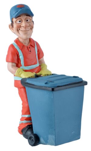 Müllwerker Entsorger Müllmann Mülltonne 17 cm Beruf Funny Figur - Afbeelding 1 van 2