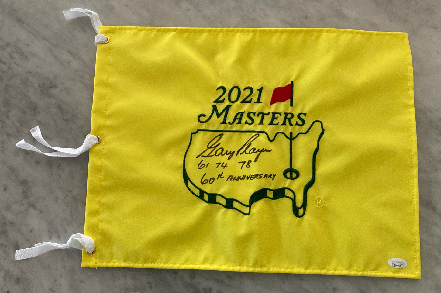 Gary Player Autographed Signed 2021 MASTERS GOLF FLAG 60TH ANNIVERSARY JSA HOF 