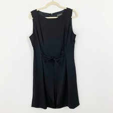 NEW Banana Republic Black Sheath Dress Size 14 Tie Front Sleeveless Lined Work