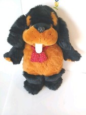 28-inch Rottweiler Wearing Red Bow Tie and Sticking Tongue Stuffed Plush Animal