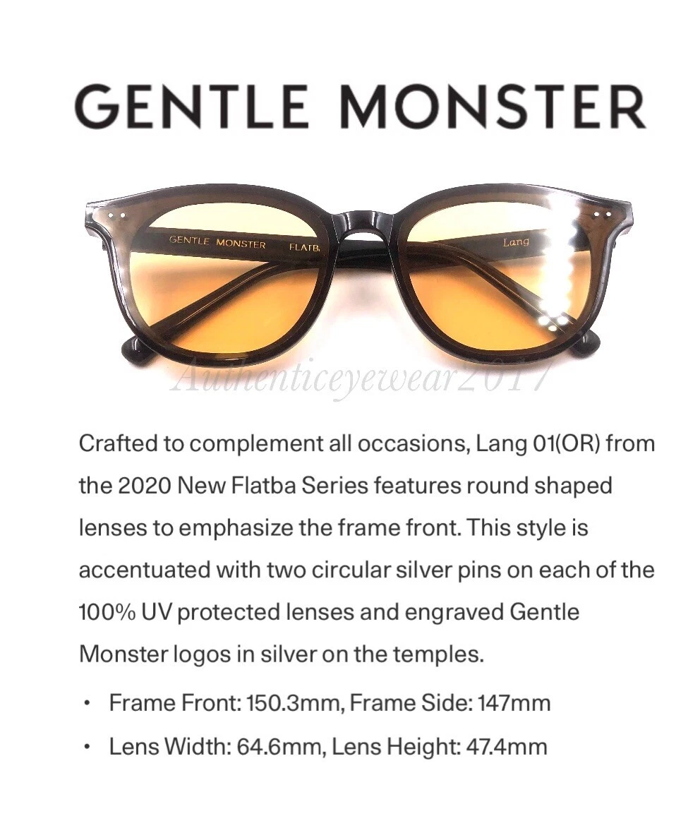 2023 Gentle Monster Sunglasses Only Lang 01 OR Black Frame Yellow Lenses