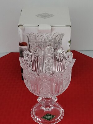 New In Box Godinger Pinwheel Footed Candy Bowl 4.5'' X 5.75'' Shannon Crystal 