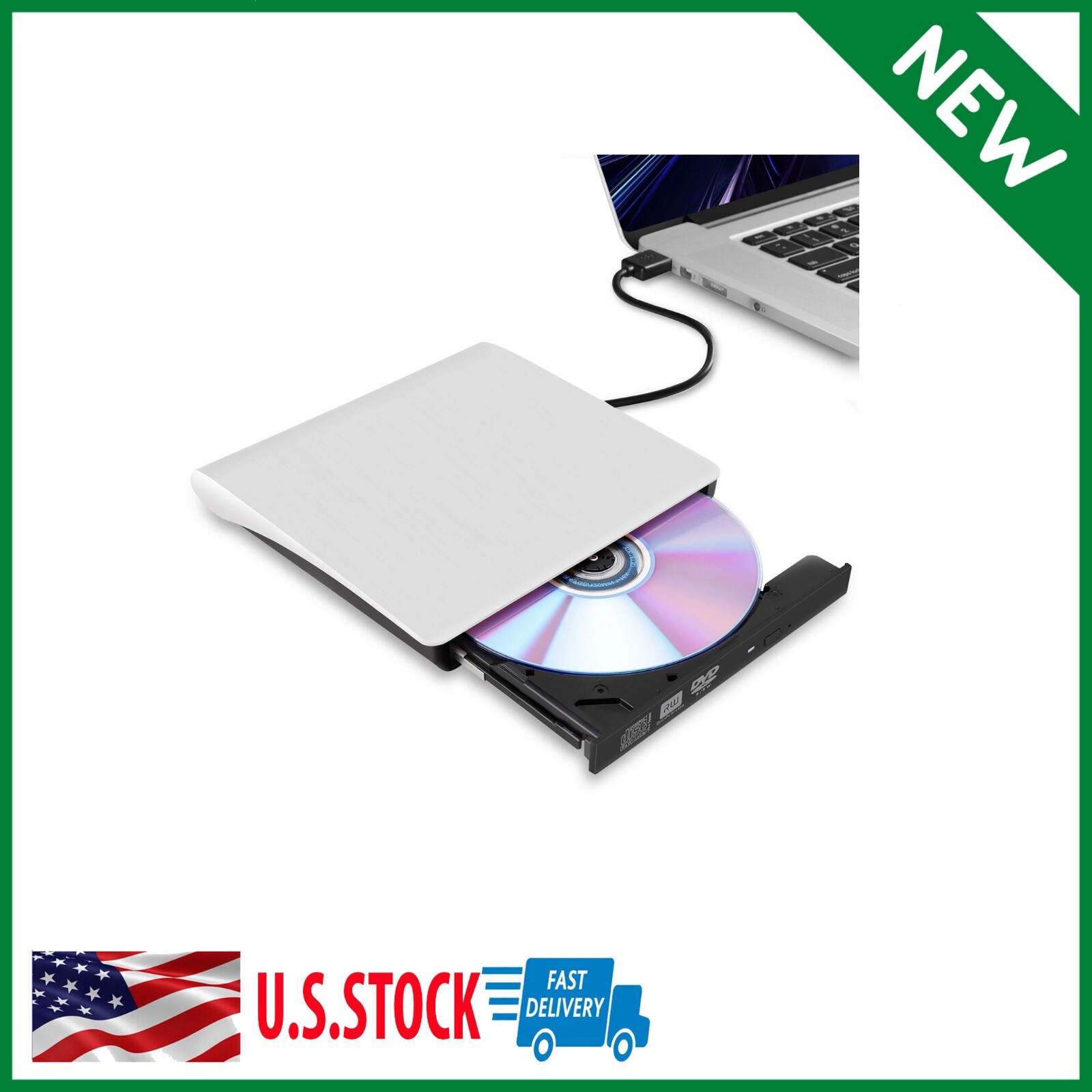 Ultra-Slim USB 3.0 External CD/DVD Burner Drive for Laptops & PCs