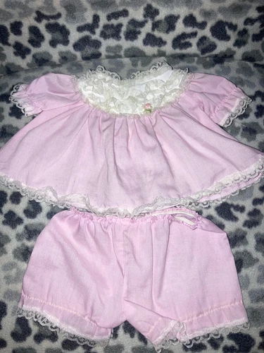 Vintage Cabbage Patch Kids/Doll Clothes - 2 Pc Pink Lace Dress & Bloomers (34)