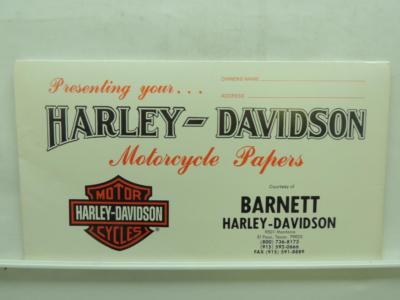 Harley-Davidson Motorcycle Papers Envelope Barnett El Paso Texas L13405 ...