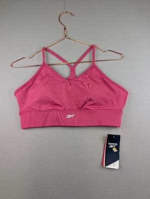Reebok Sports Bra Womens UK Large Pink Tri Back Training Gym Speedwick