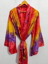 Colour Full Silk Kimono Floral Print Robe Sof...