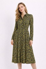 Officine Générale Floral Midi Dress XS S Paris Chic Work Minimalist