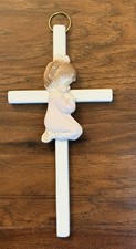 Vintage Praying Child Wall Cross Communion Baptism Nursery Religious Decor