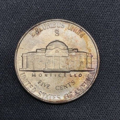 1945-S Jefferson Silver War Nickel 5c - Colorful Toned BU - Picture 2 of 2