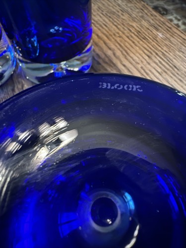 BLOCK Stockholm Cobalt Blue Double Old Fashioned Glasses Bubble Base~EUC 4 Total - Picture 3 of 5