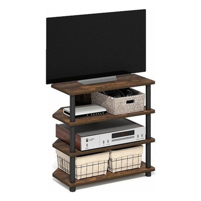 Furinno ECON 4-Tier Petite Corner Entertainment Center for 32'' TV Amber Pine
