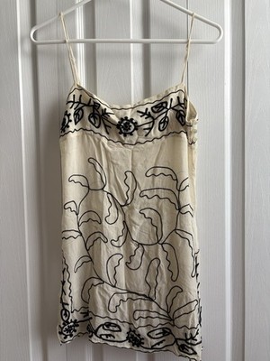 BCBG Max Azria Silk Embroidered Cami S Rachel Green Friends S9E19 100% Silk