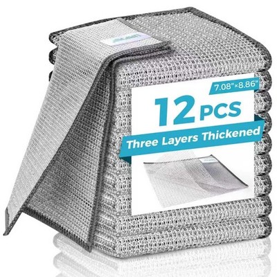 Forggon12 Pcs New Upgrade 3-Layer Metal Dish Cloth, No Scratches and No Odor,...