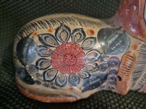Vintage Tonala Mexican Pottery Folk Art CA,T 7 1/2" , Marked - Picture 2 of 16