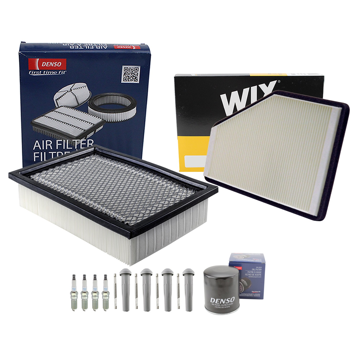 Denso Tune Up Kit NGK 4 Spark Plugs and Boot Kit for Escape Mariner 2.5 L4 Vin 7