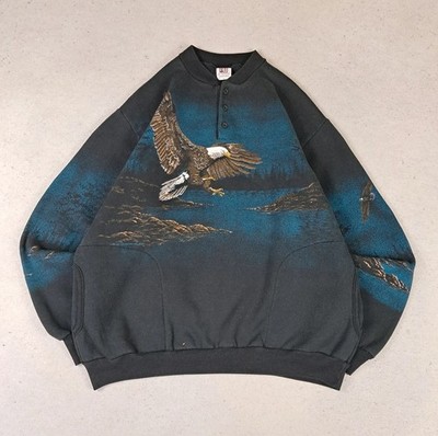 Pull Art Unlimited Rare Vintage Sweat Made in Usa Annee 1992 Printed Eagle 70% 
