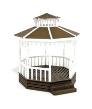 HO Scale 1:87 Gazebo - Brown and White/Walnut Base