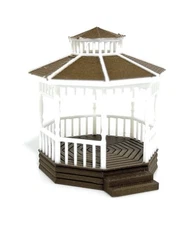 HO Scale 1:87 Gazebo - Brown and White/Walnut Base