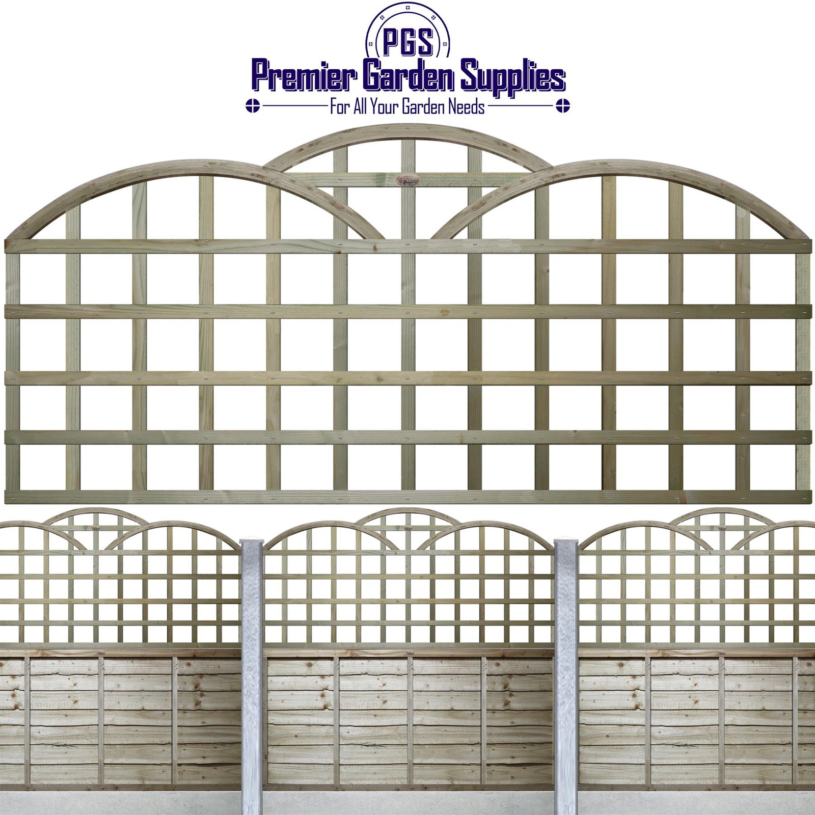 6ft x 2ft Triple-Dome Standard Square Wooden Trellis Panel Lattice