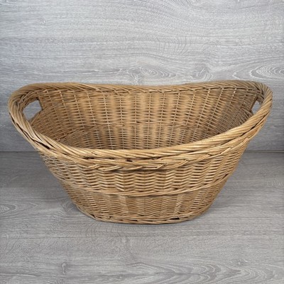 Vintage großer Weiden Wäschekorb oval Holz Spielzeug Aufbewahrungskorb mit Griffen