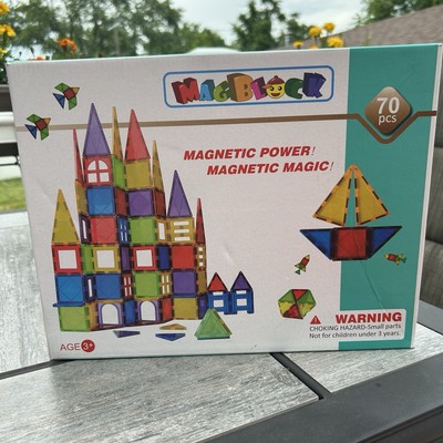 Magnetic Tiles 70 Pc Building Block Set MagBlock New Open Box Stem Construction