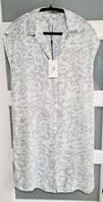 New H Halston Shirt Dress Womens Size XS Button Up Sleeveless Side Slits NWT 