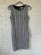 Calvin Klein Women's Black & White Sleeveless Dress Size 10, Knee-Length Zip Up