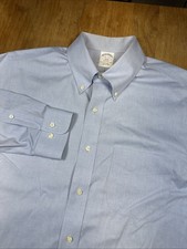 Brooks Brothers Regent Men's Long Sleeve Dress Shirt 16 32/33 Blue Solid