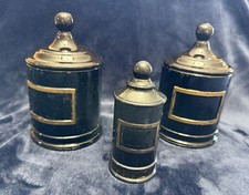 Vintage Black Glass JV Co., Inc.  Jars W/Lids & 1  Hair Dressing Bottle
