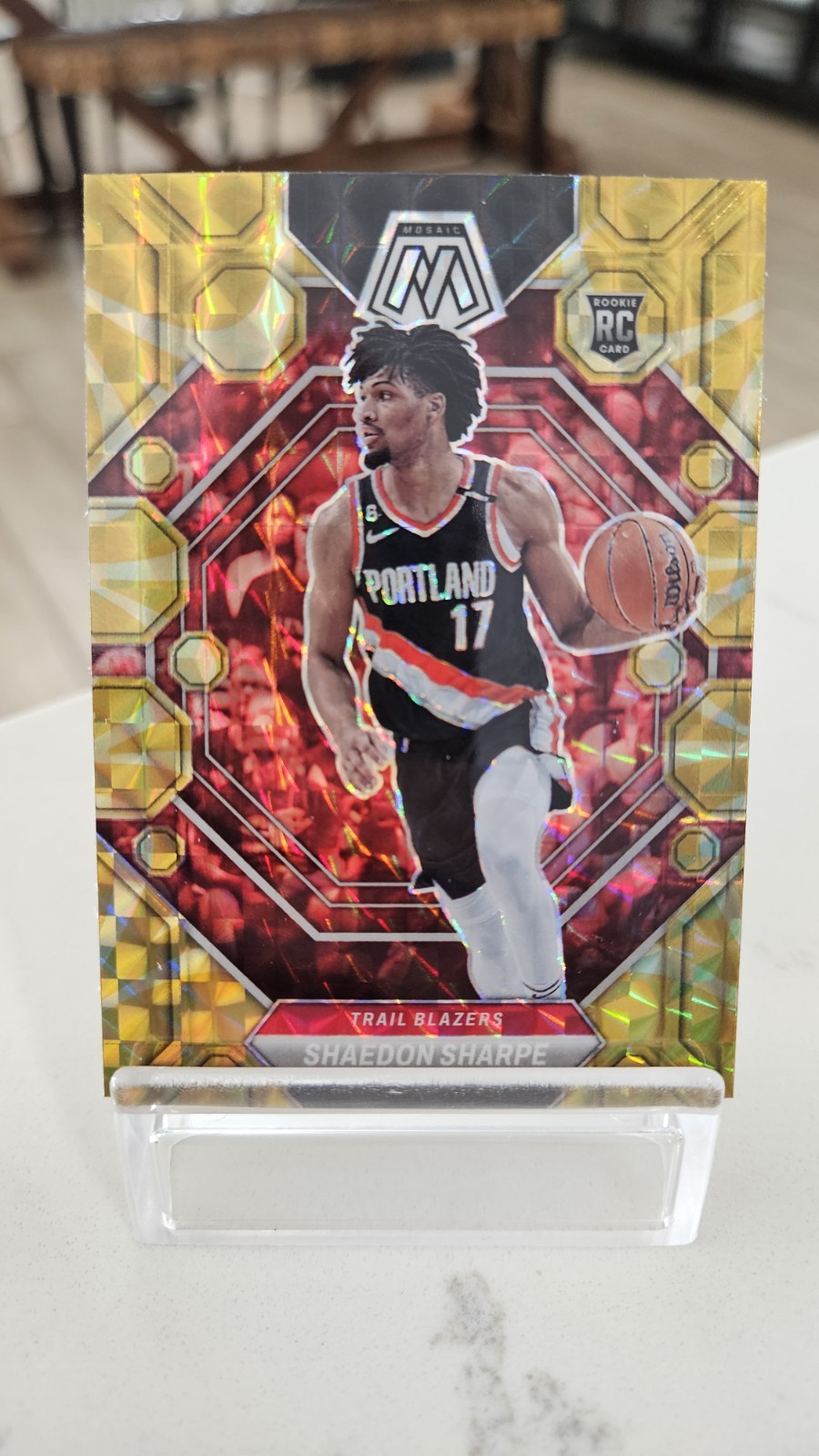 2022-23 Mosaic - Rookies Shaedon Sharpe #213 Reactive Yellow Mosaic Prizm (RC)