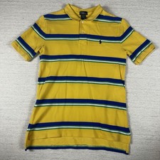Polo Ralph Lauren Striped Yellow Blue Polo Shirt, Boys Size XL 18-20 Preppy