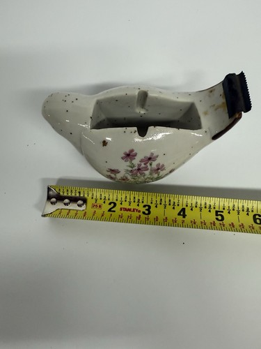 Dispensador de cinta floral mariposa pájaro cerámica de colección - Imagen 5 de 6