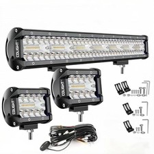 20 Inch LED Light Bar Combo with 2x4 Inch LED Pod  White Amber Strobe Lights