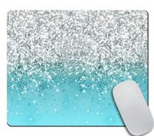 Amcove Blue Glitter Gaming Mouse Pad Custom Design,Fashion Non-Slip Rubber Sq...