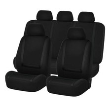 Car Seat Covers Full Set Breathable Auto Front Rear Seat Split Black