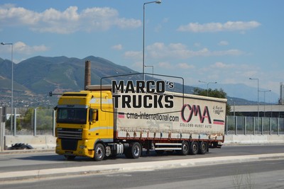 LKW Foto DAF XF 95 Planensattelzug Griechenland gelb FLETBUS XF 95 cma-in #g1ss