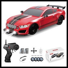 Red 1:16 Scale RC Drift Car with LED Lights 4WD High-Speed Sport Toy for Kids