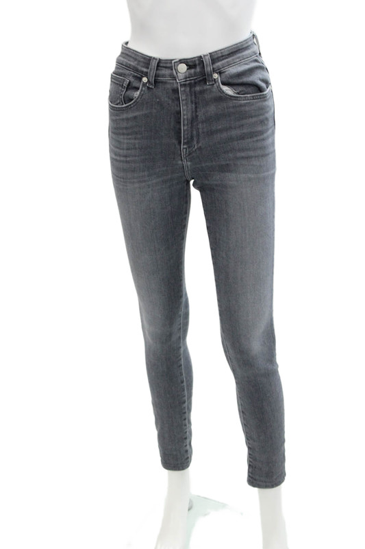 CQY Womens Zipper Fly Mid Rise Skinny Ankle Jeans Gray Denim Size 27