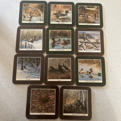 Game Bird Cork Back Coaster Set 1970s Vintage Set Of 11. See Note