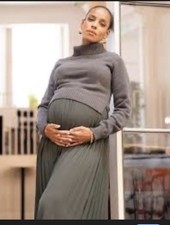 Seraphine Khaki Knit Detachable Top 2 In 1 Dress Maternity Nursing Size 14