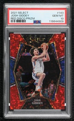 2021 Select Premier Level Red Disco Prizm 30/49 Josh Giddey PSA 10 Rookie RC 3m8
